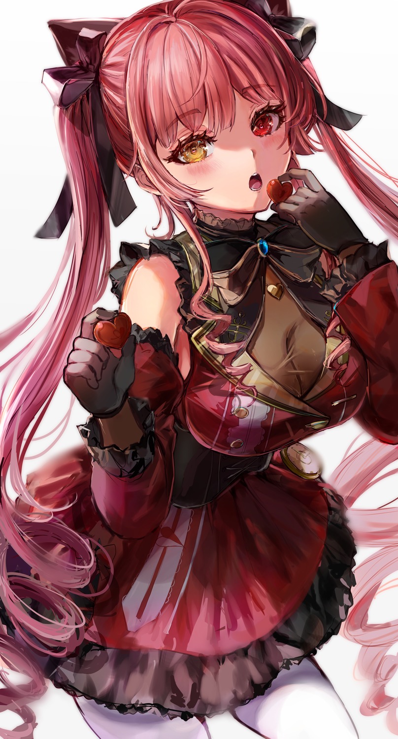 cleavage frq4_h heterochromia hololive houshou_marine lolita_fashion see_through