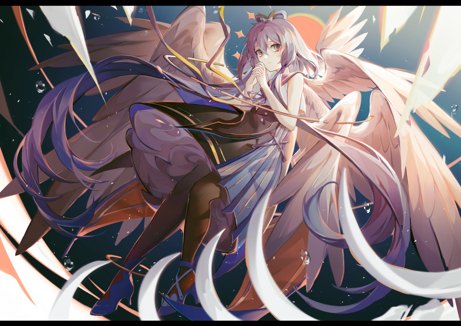 heels luo_tianyi pantyhose skirt_lift turkey_(weave7769) vocaloid wings