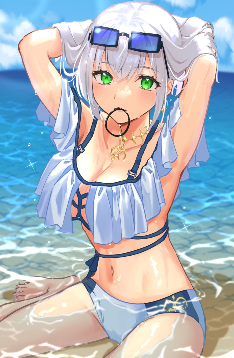 bikini hololive megane shirogane_noel swimsuits uuroncha wet