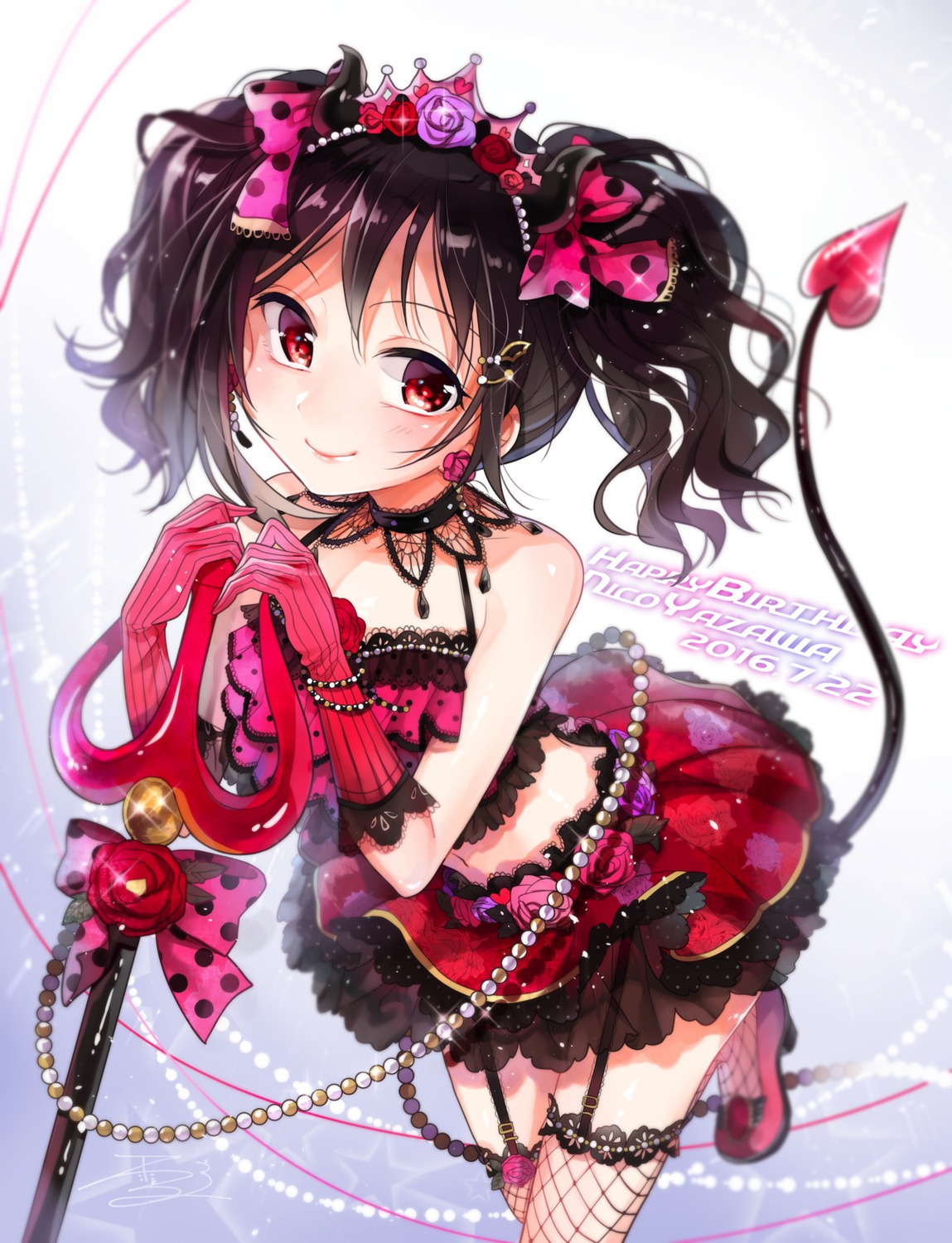 fishnets heels horns love_live! see_through stockings tail thighhighs yazawa_nico yukiko