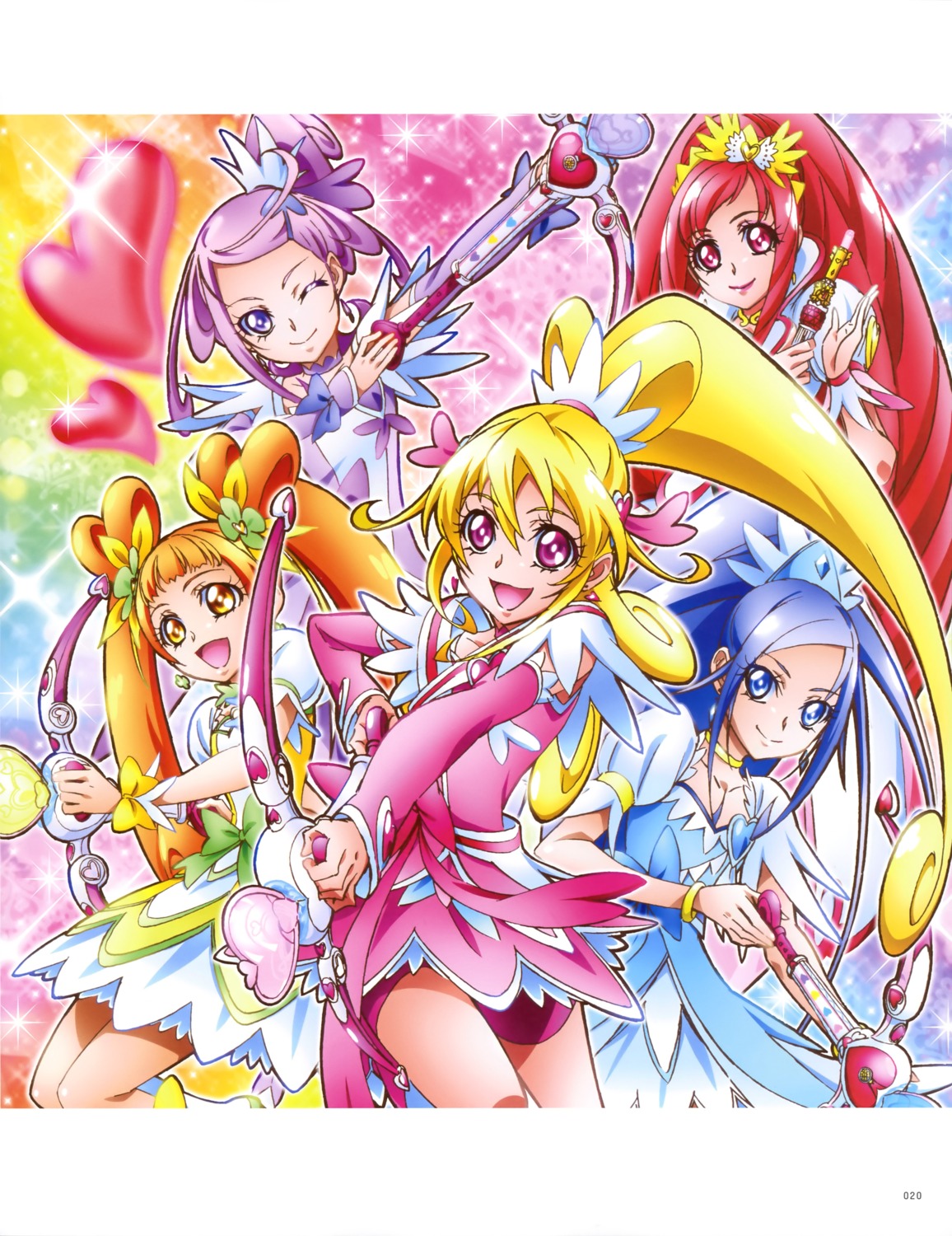 aida_mana bike_shorts dokidoki!_precure dress hishikawa_rikka kenzaki_makoto madoka_aguri pretty_cure weapon yotsuba_alice