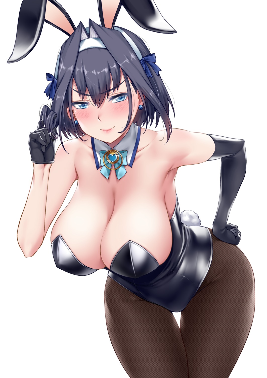 animal_ears bunny_ears bunny_girl darkmaya fishnets hololive hololive_english no_bra ouro_kronii pantyhose tail