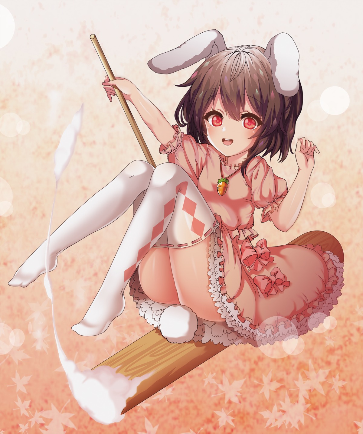 animal_ears bunny_ears dress feet inaba_tewi kinos_(kw00789) skirt_lift tail thighhighs touhou