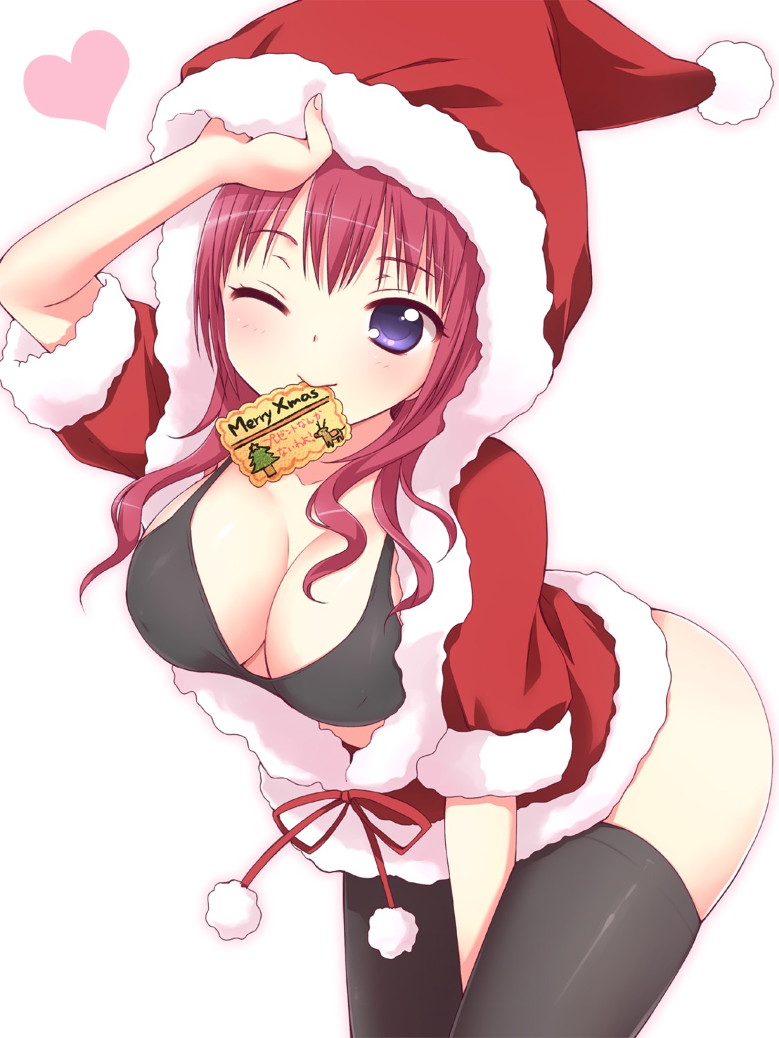 bra christmas cleavage nopan thighhighs usashiro_mani