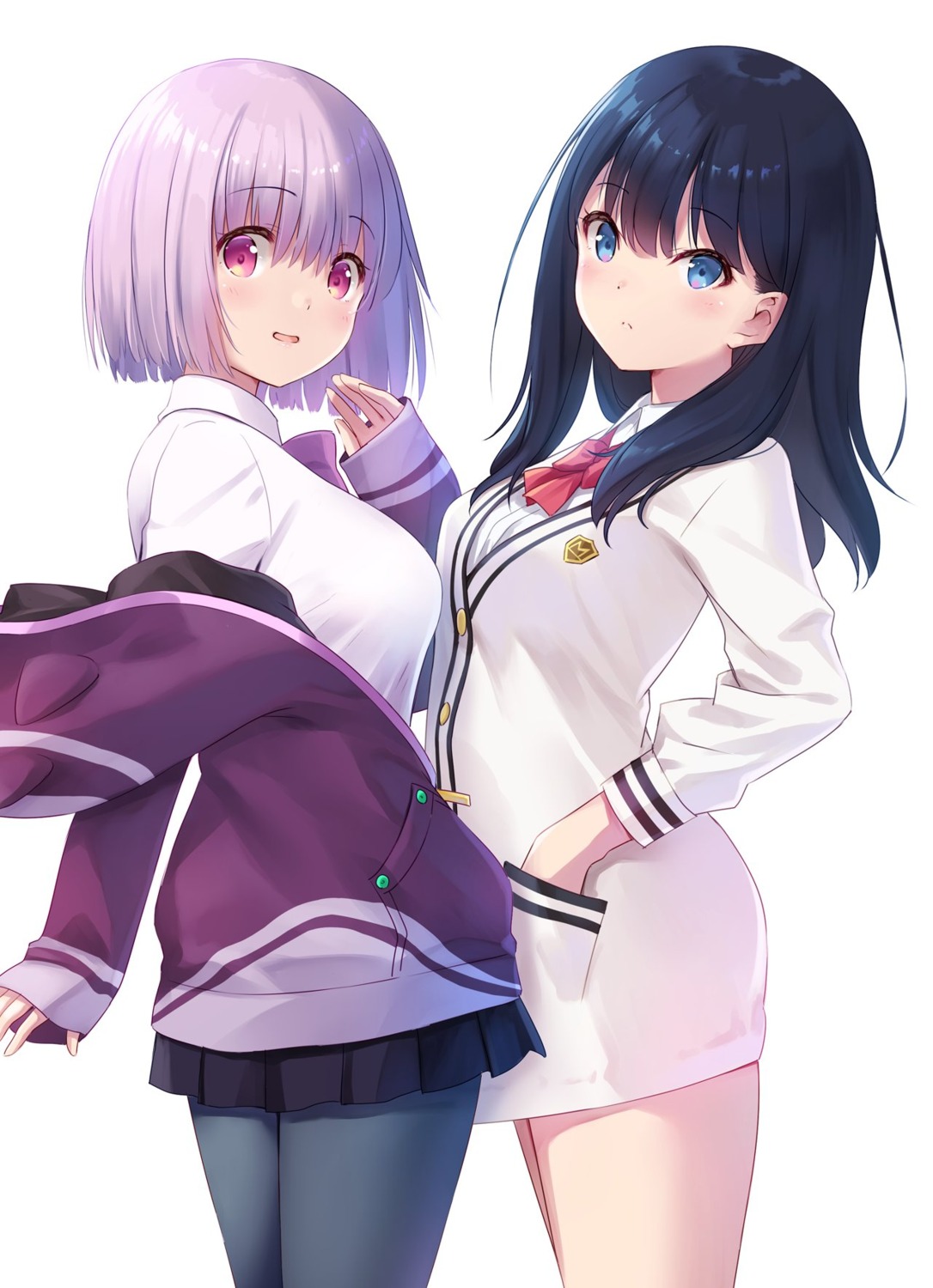 na-ga pantyhose seifuku shinjou_akane ssss.gridman sweater takarada_rikka