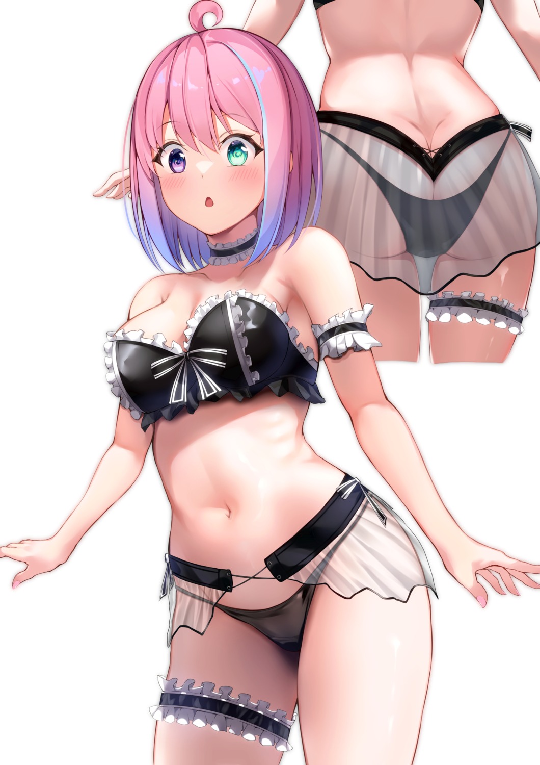 ass bra garter heterochromia himemori_luna hololive lingerie neko_usagi pantsu see_through