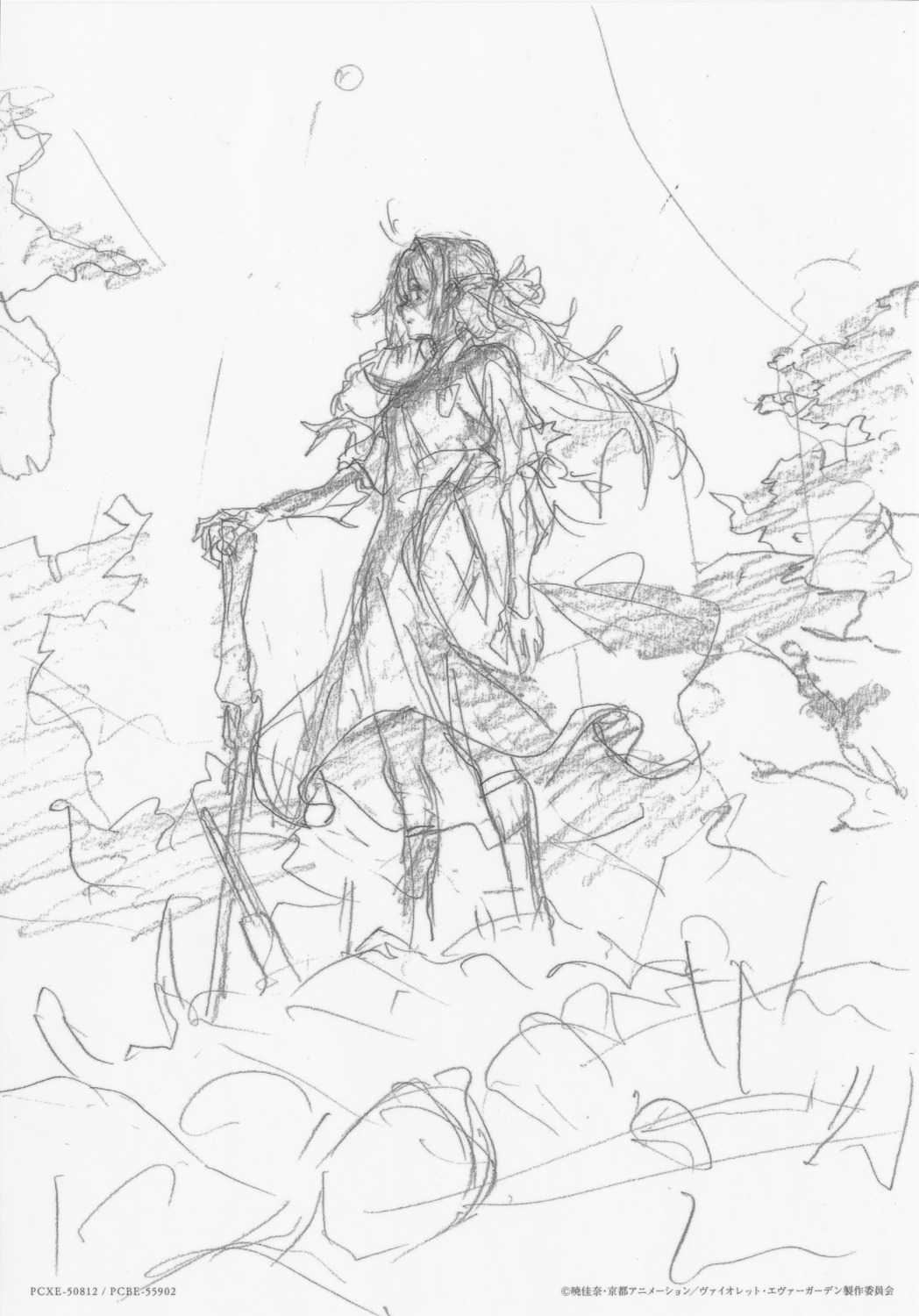 monochrome sketch violet_evergarden violet_evergarden_(character)