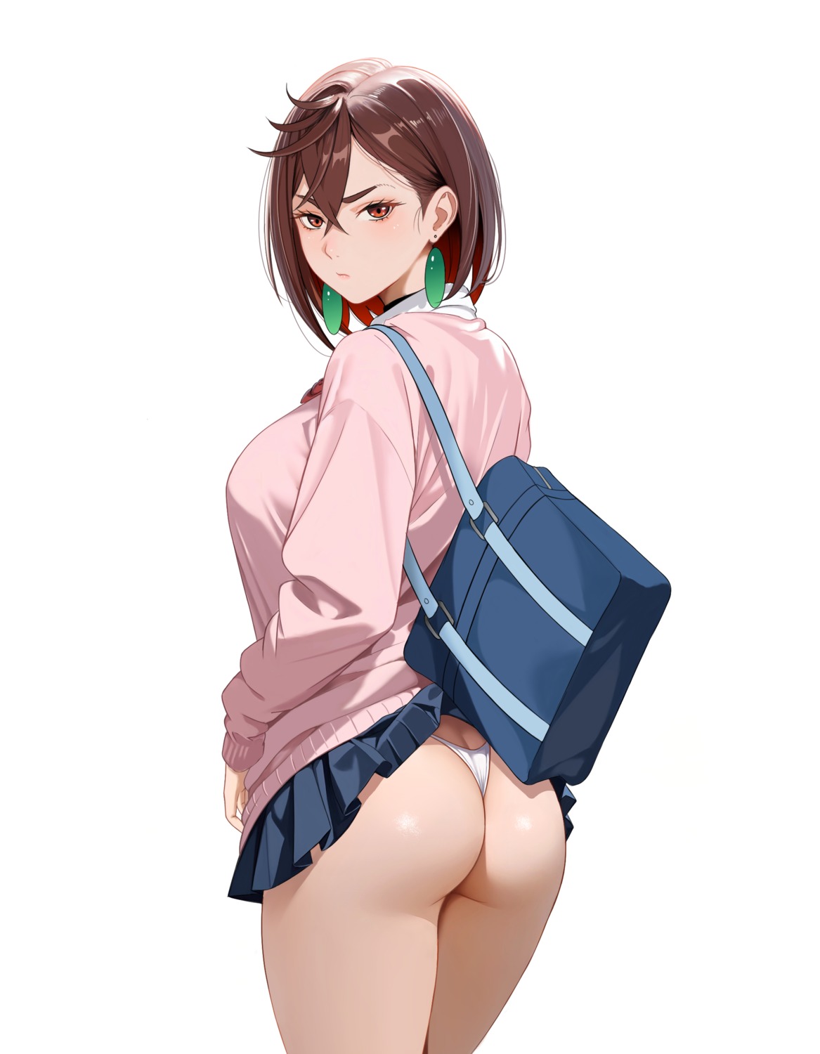 ass ayase_momo dandadan pantsu seifuku skirt_lift sweater tanakayurio thong wardrobe_malfunction