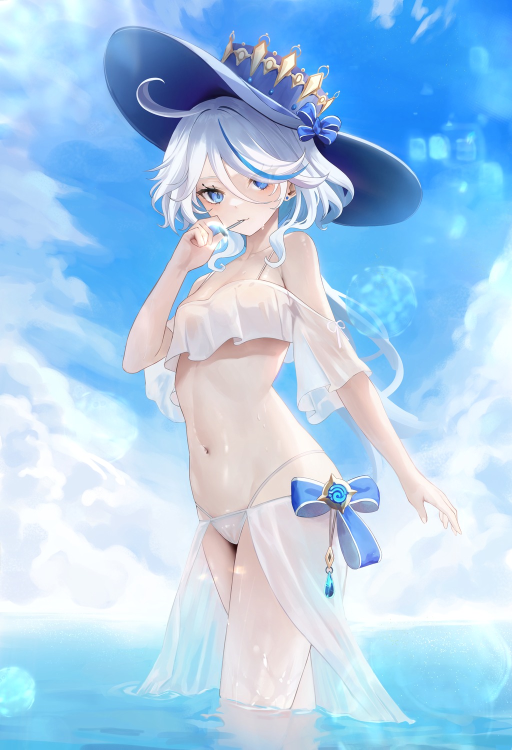 bikini furina genshin_impact heterochromia rable see_through swimsuits wet