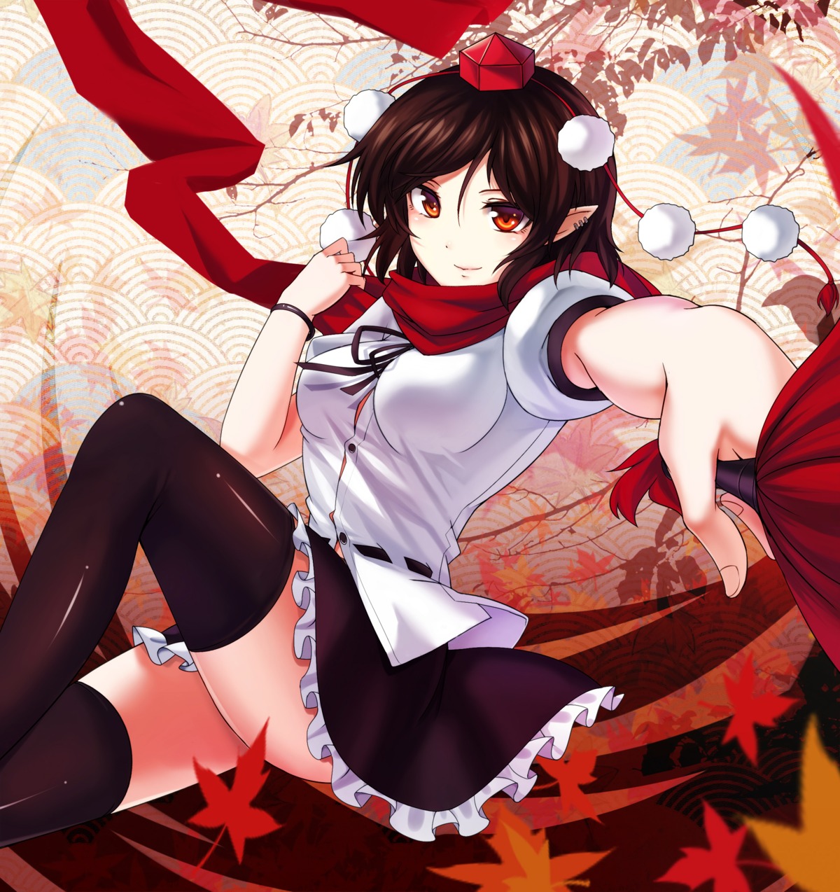 koissa pointy_ears shameimaru_aya thighhighs touhou