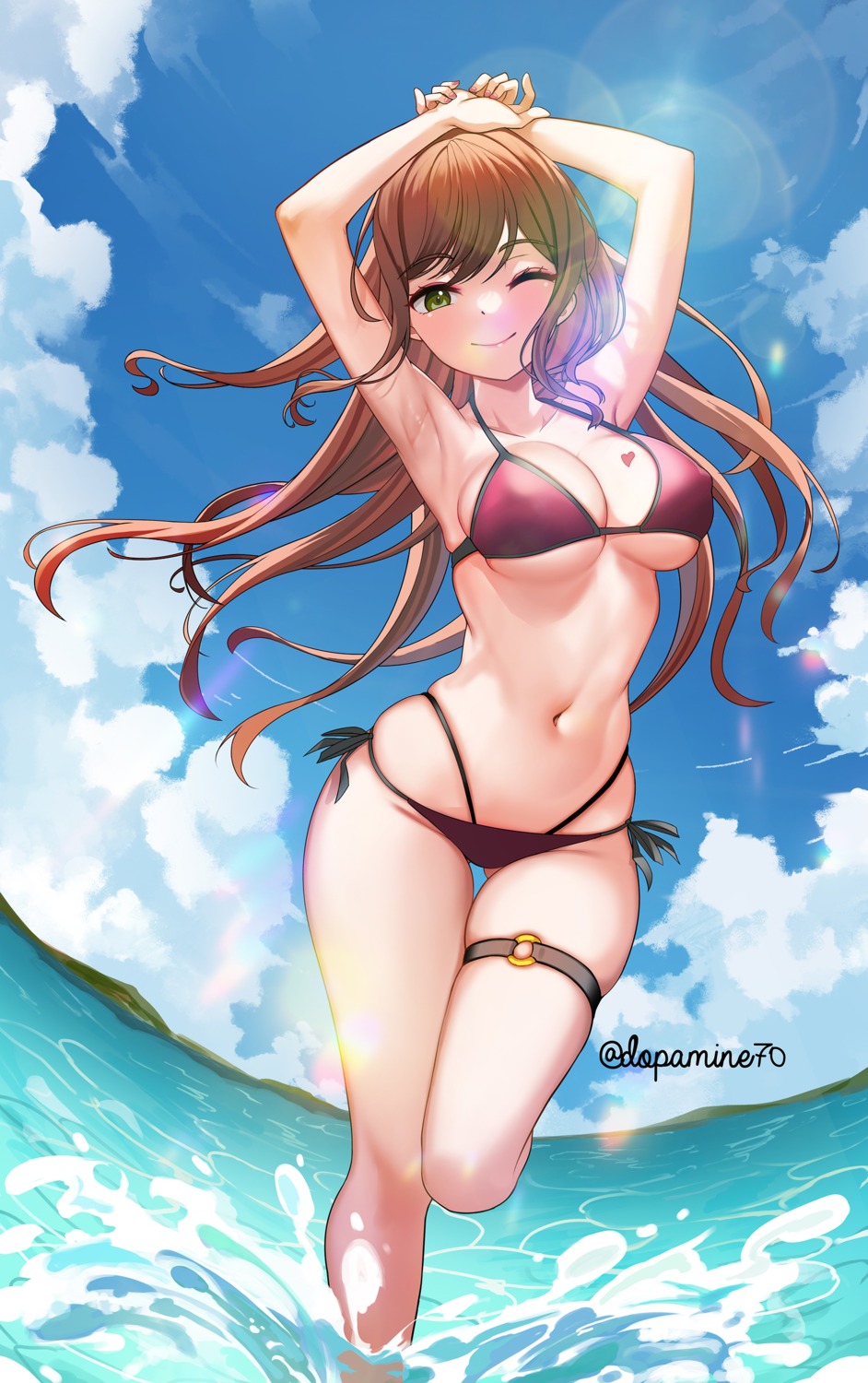 bang_dream! bikini dopamine70 erect_nipples garter imai_lisa swimsuits tattoo wet