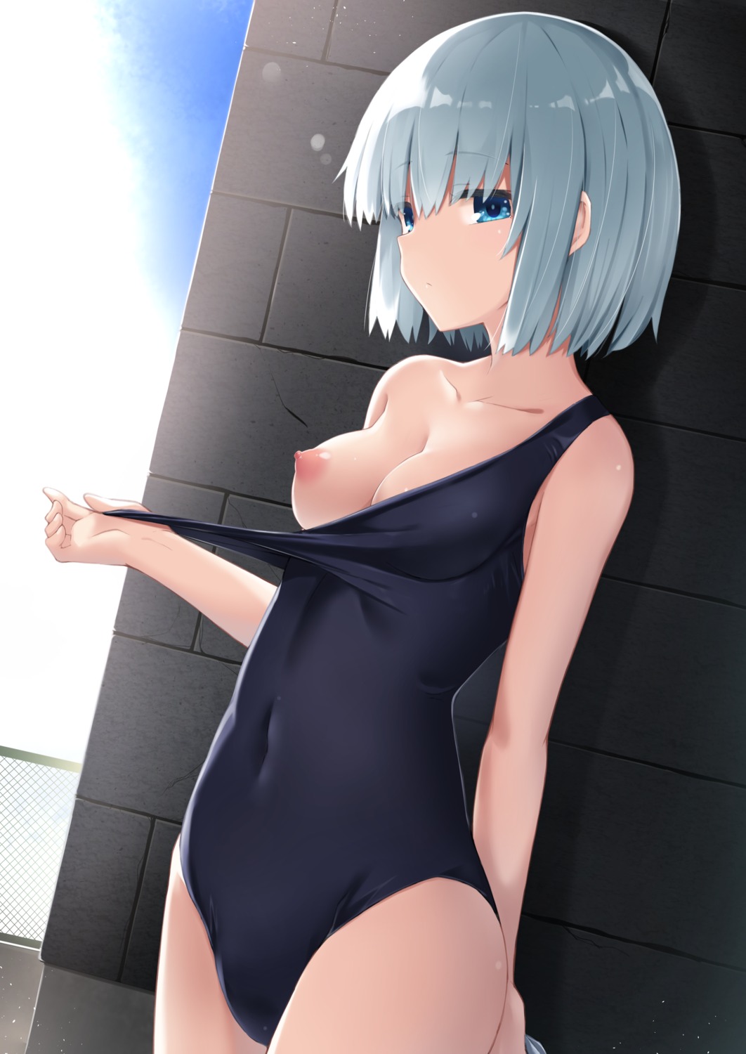 breasts hino_(2nd_life) nipples school_swimsuit swimsuits undressing