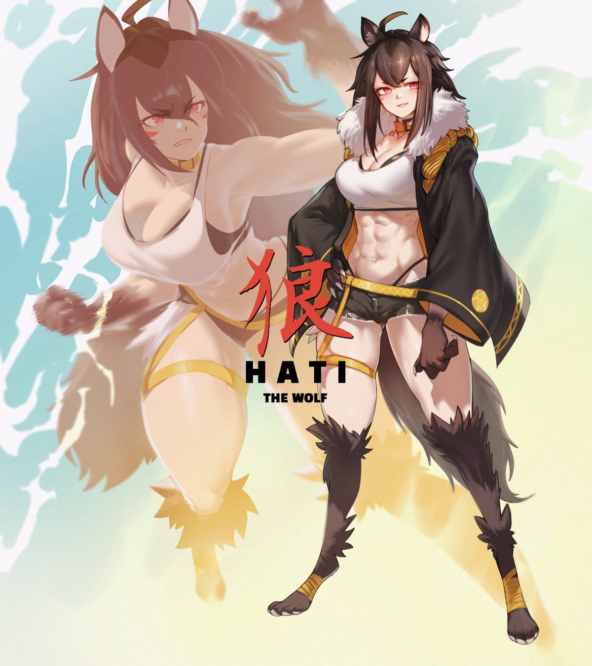 animal_ears bra cleavage garter jin_rou pantsu tail