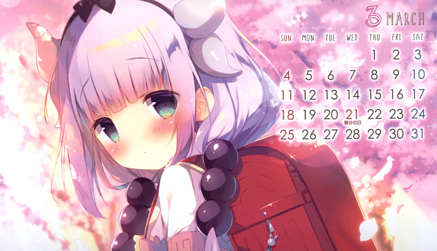 calendar horns kanna_kamui kobayashi-san_chi_no_maid_dragon shiratama shiratamaco