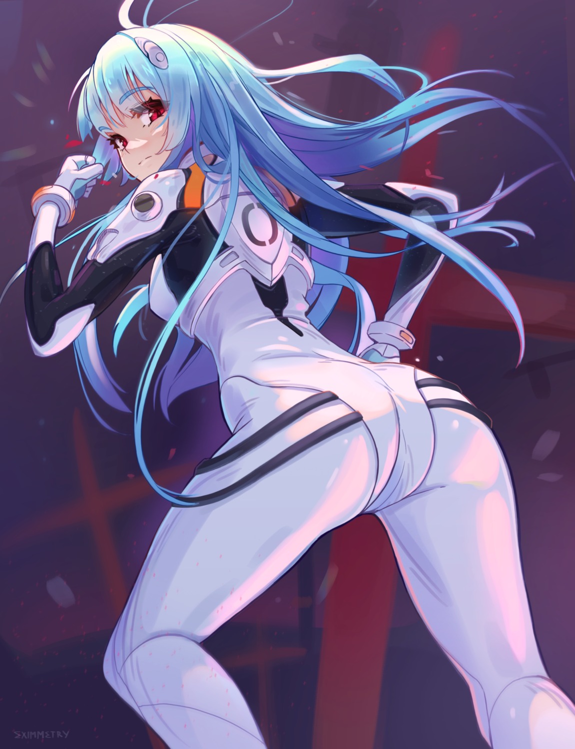 ass ayanami_rei bodysuit eximmetry neon_genesis_evangelion