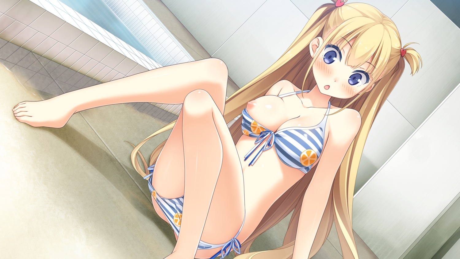 alice_third_macy bikini breasts cube feet game_cg kantoku koi_suru_kanojo_no_bukiyou_na_butai nipple_slip nipples panty_pull swimsuits