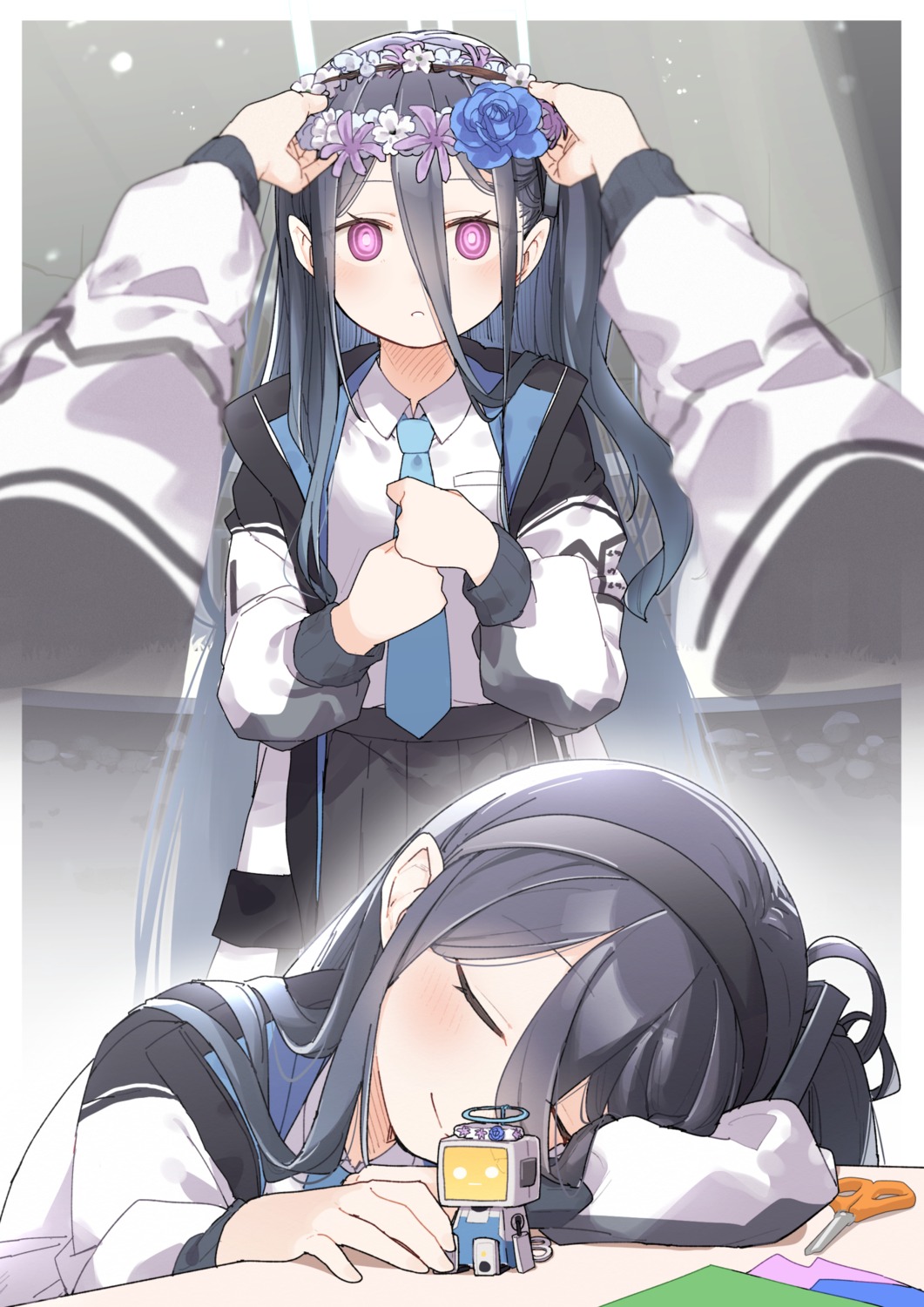 blue_archive halo kei_(blue_archive) kusaka_shi seifuku tendou_arisu