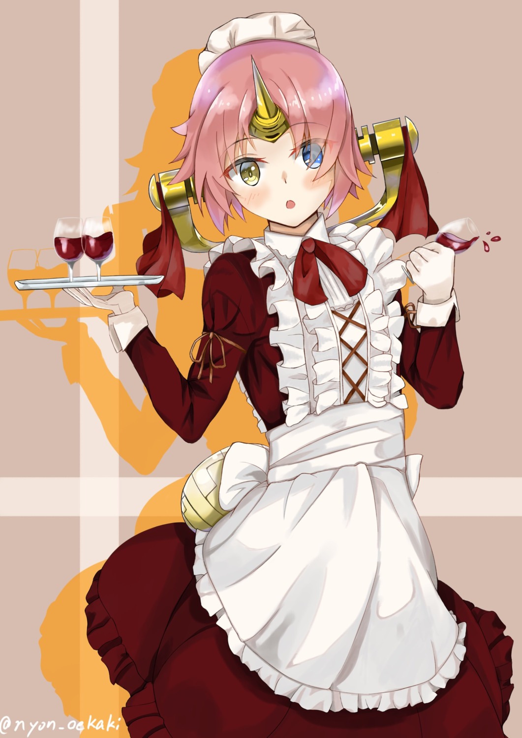 fate/apocrypha fate/grand_order fate/stay_night frankenstein's_monster_(fate) heterochromia horns maid nyon_oekaki waitress