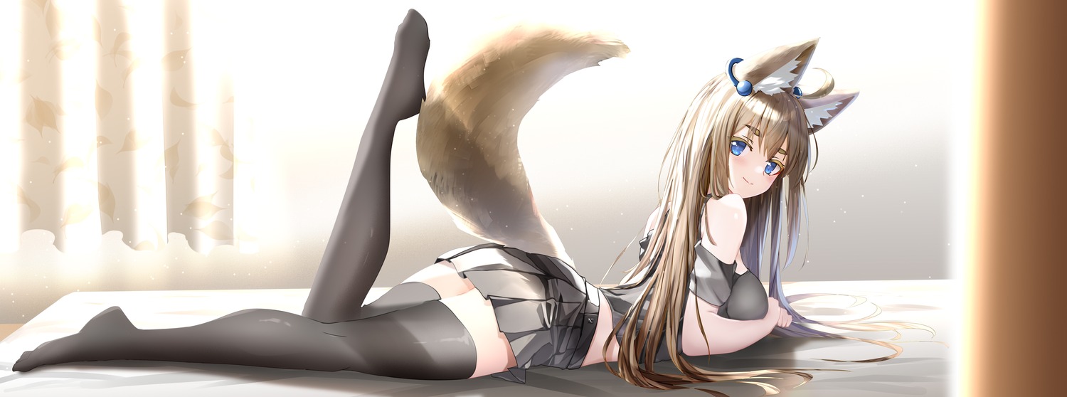 animal_ears kitsune marimo0084570 tail thighhighs