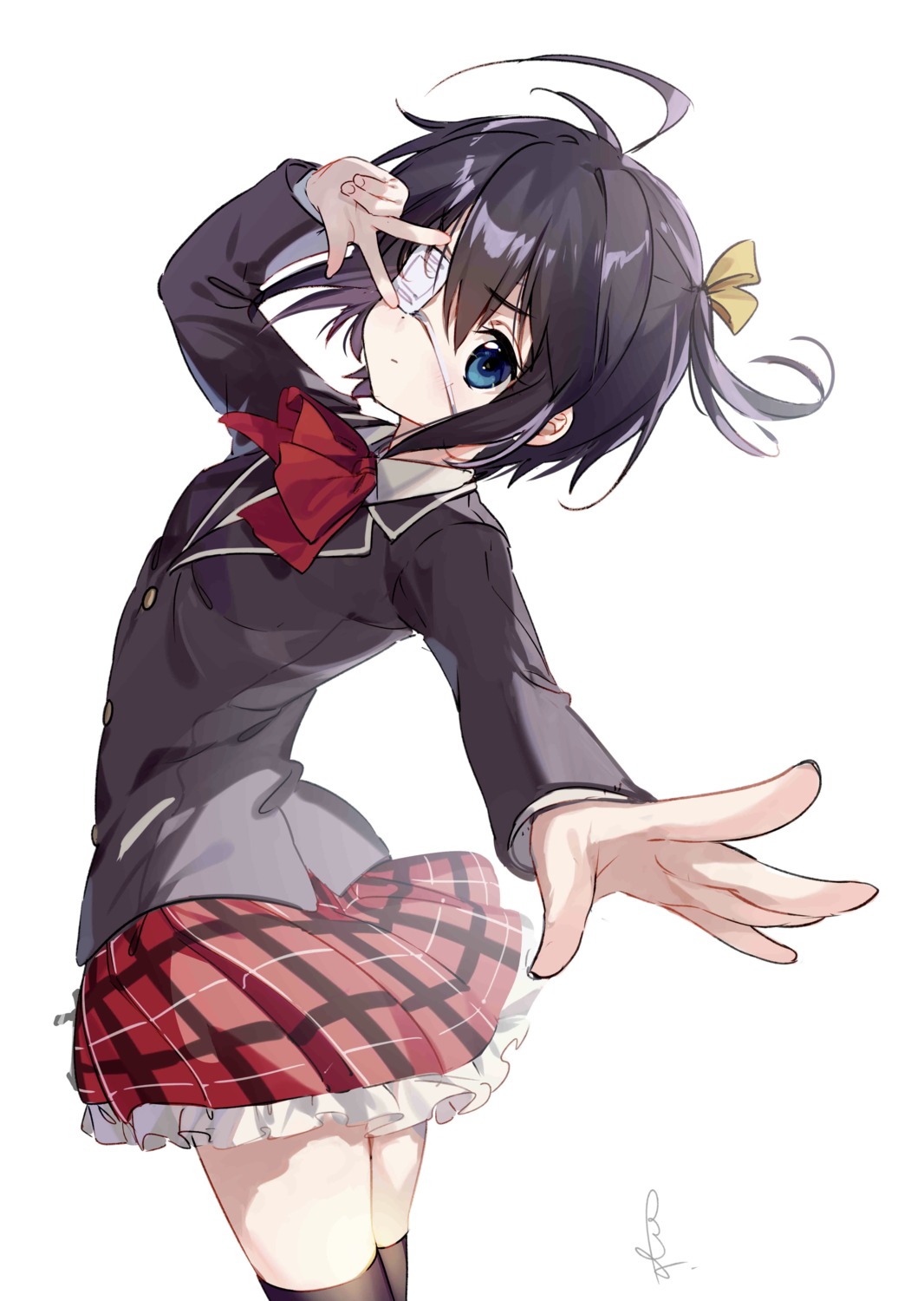 al_mican chuunibyou_demo_koi_ga_shitai! eyepatch seifuku takanashi_rikka thighhighs