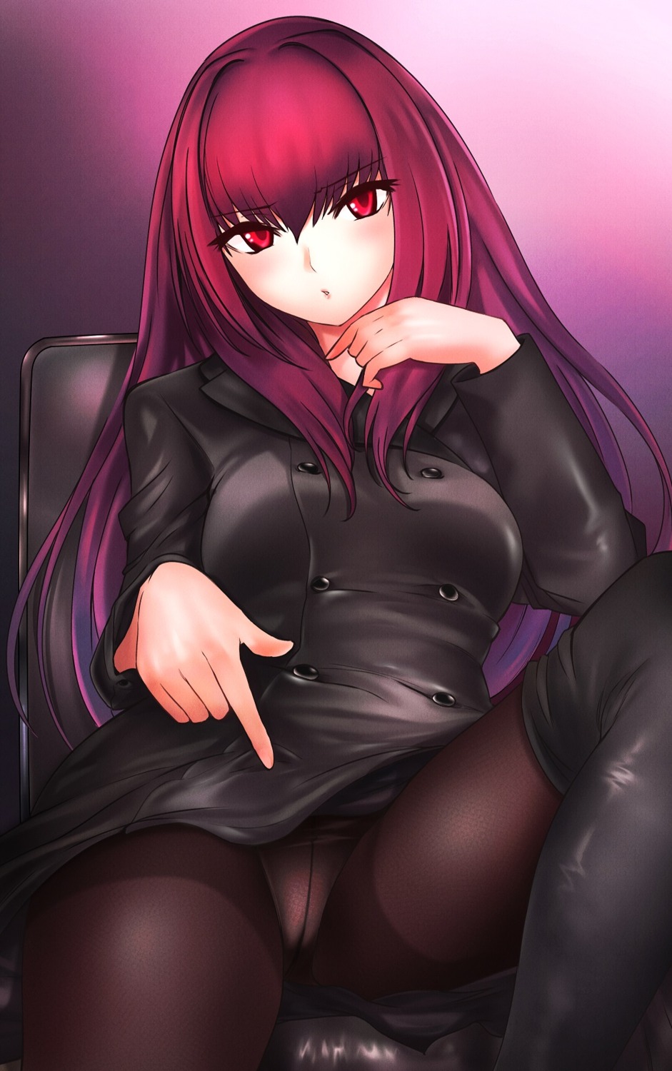 fate/grand_order hanamasa_ono pantsu pantyhose scathach_(fate/grand_order) skirt_lift thighhighs