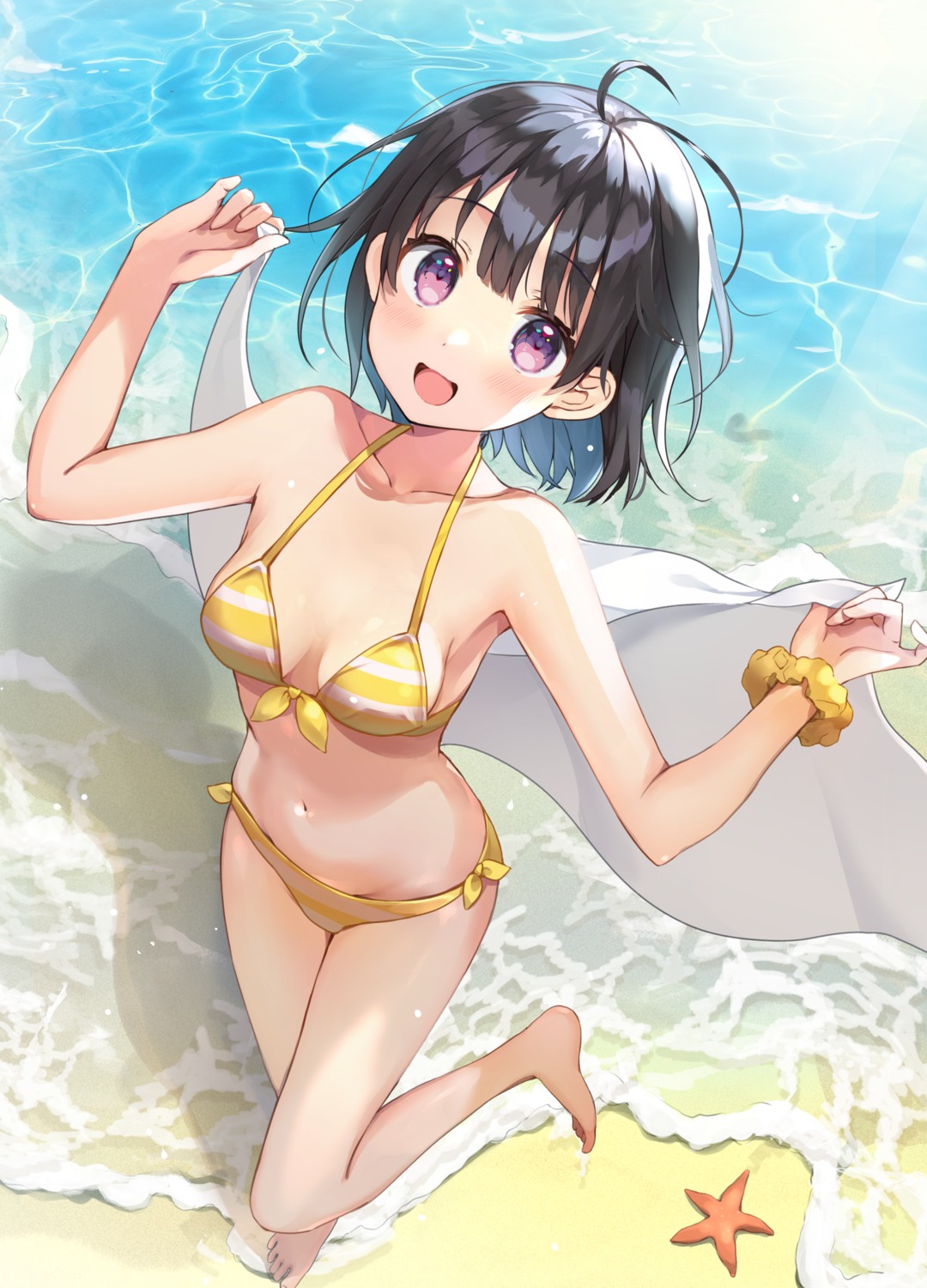 bikini mafuyu_shima swimsuits towel