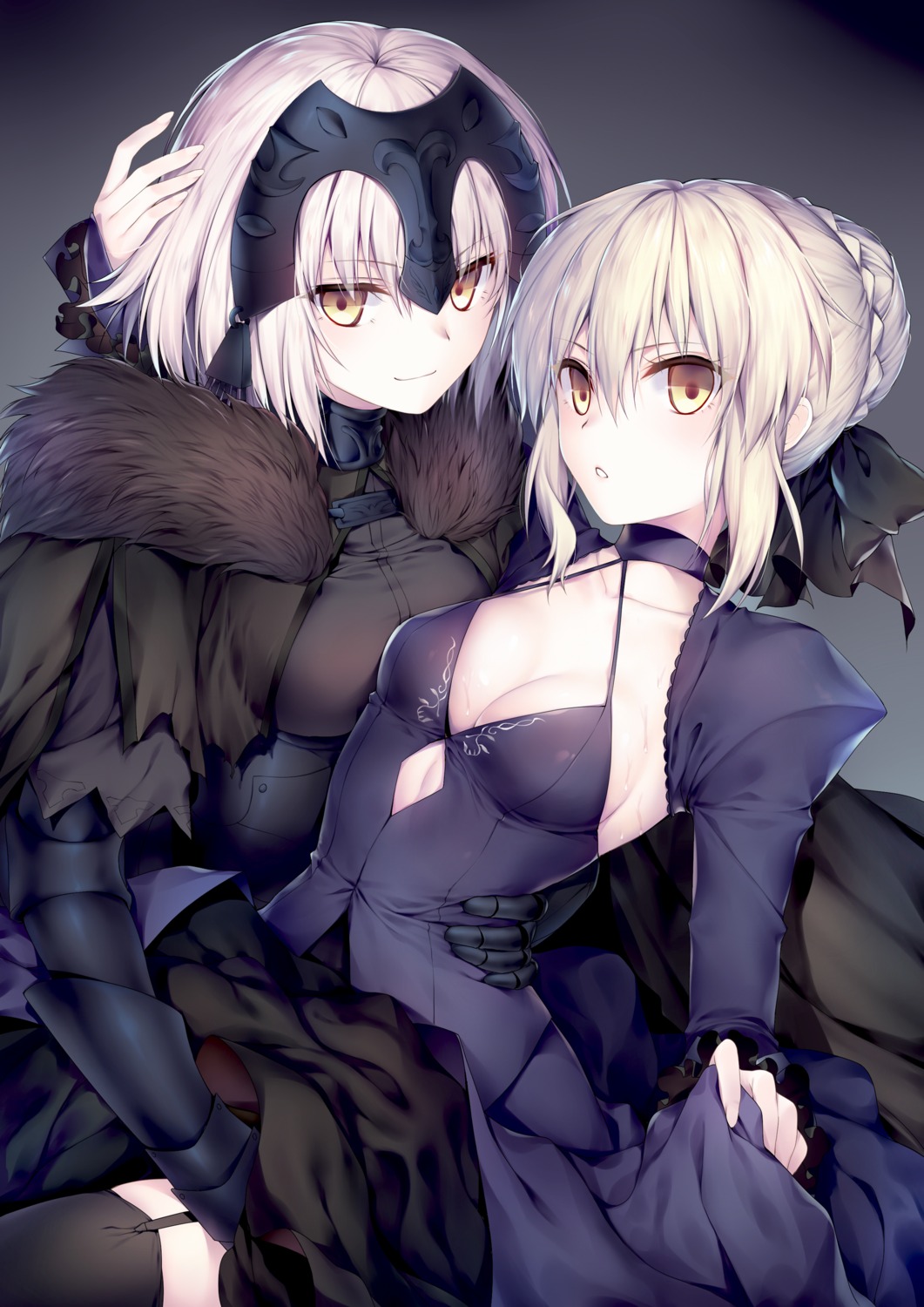 fate/grand_order jeanne_d'arc jeanne_d'arc_(alter)_(fate) saber saber_alter skirt_lift stockings thighhighs xin