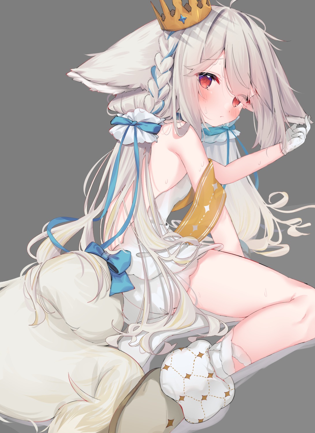 animal_ears dress indie_virtual_youtuber leafpie_zaurus no_bra sakurada_shiro tail transparent_png