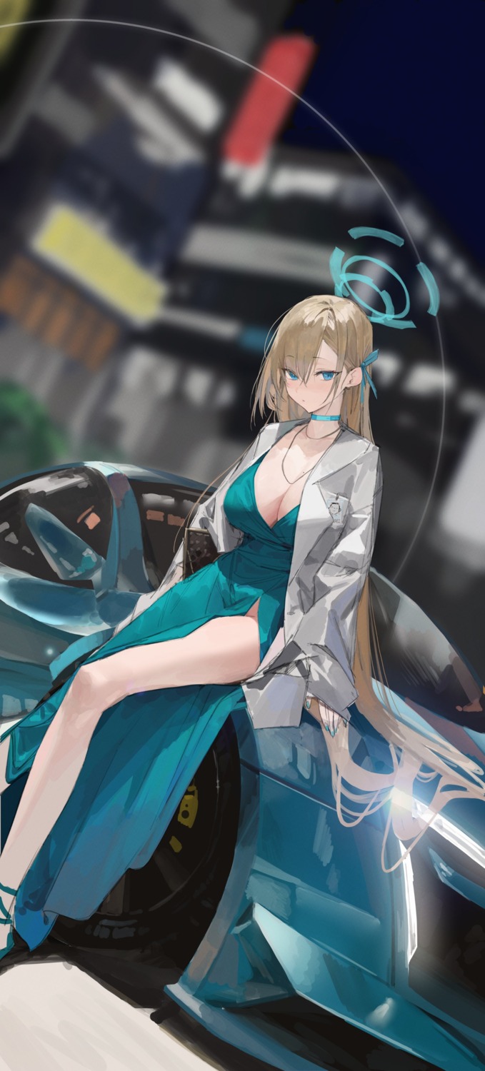 a.t._zero blue_archive cleavage dress halo ichinose_asuna no_bra