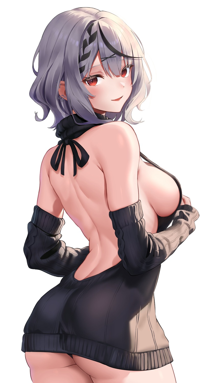 ass hirahiragi_(h1rqg1) hololive no_bra pantsu sakamata_chloe sweater thong