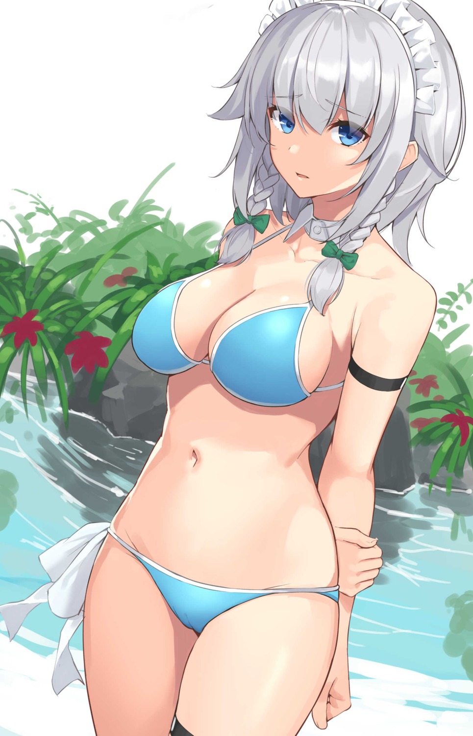 bikini garter izayoi_sakuya suiroh swimsuits touhou