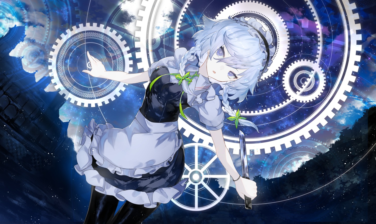 izayoi_sakuya kusakanmuri maid touhou weapon