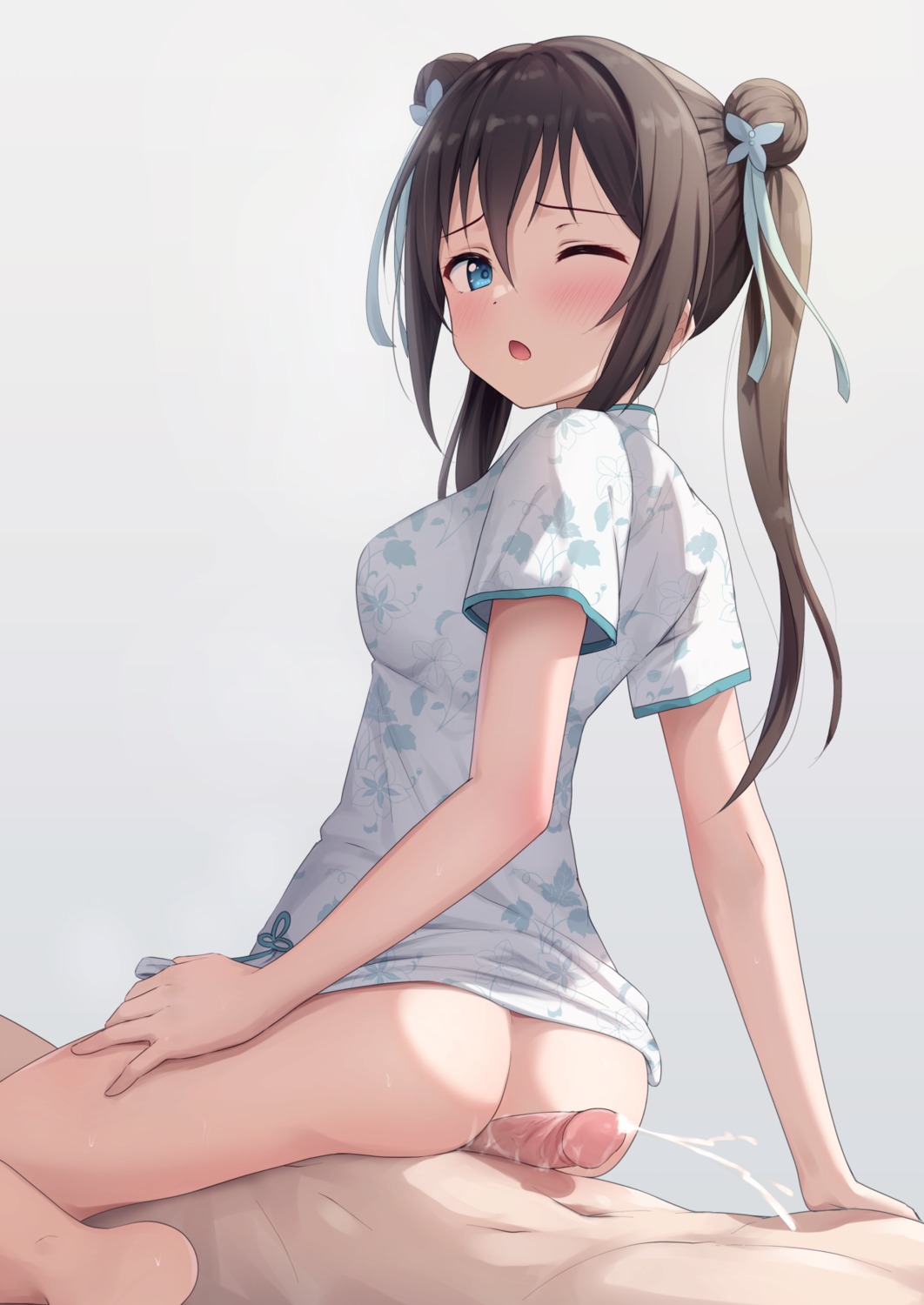 chinadress cum love_live!_nijigasaki_high_school_idol_club nopan ousaka_shizuku penis skirt_lift toyasu_aina uncensored