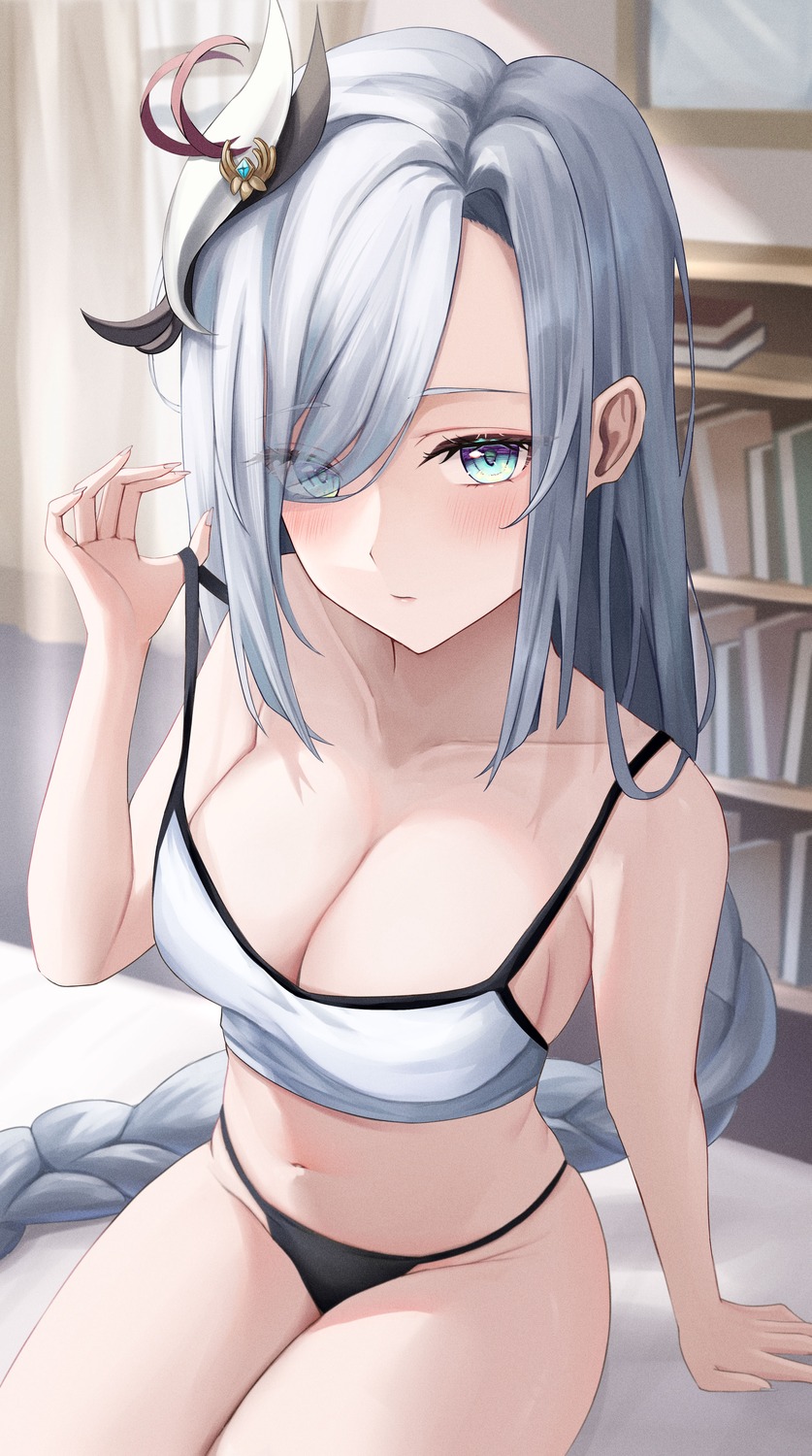 bra genshin_impact pantsu shenhe thong undressing vivid_(vividusss)