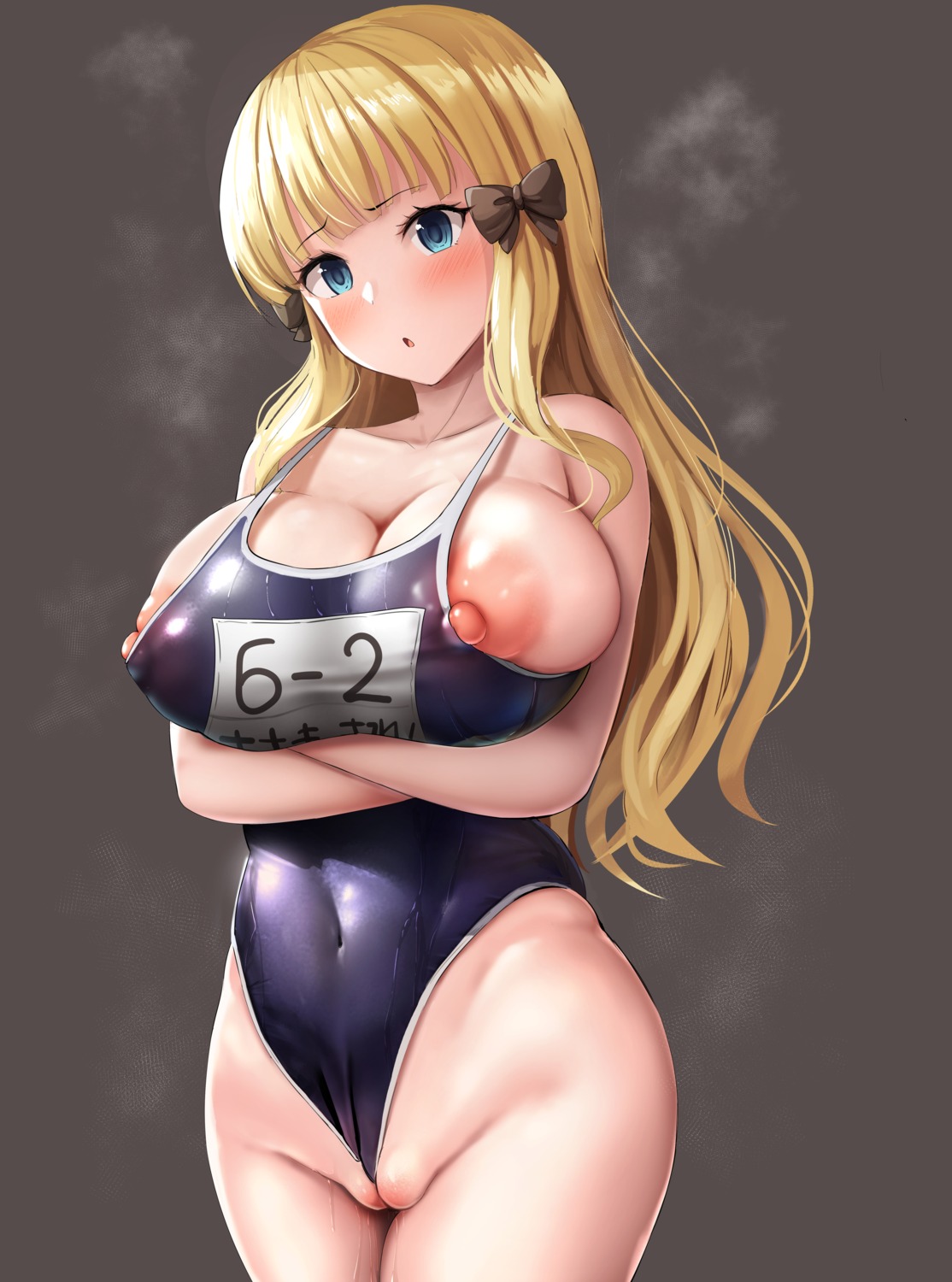 nicoby nipple_slip princess_connect princess_connect!_re:dive pussy pussy_juice sasaki_saren school_swimsuit swimsuits