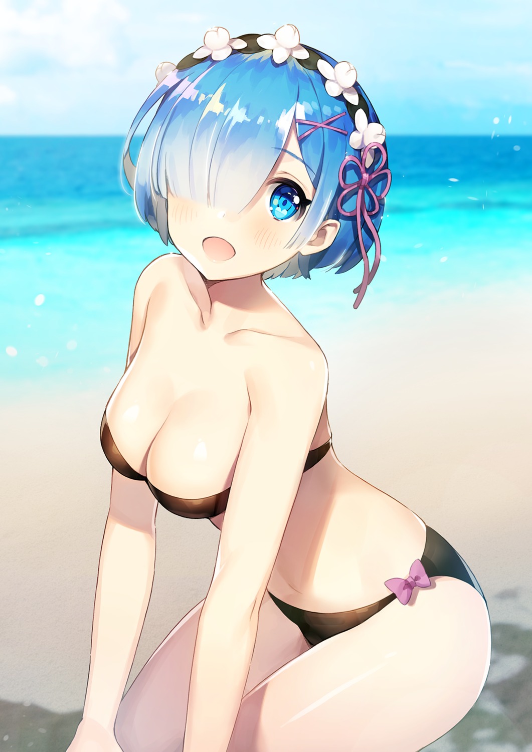 ayamy bikini cleavage re_zero_kara_hajimeru_isekai_seikatsu rem_(re_zero) swimsuits