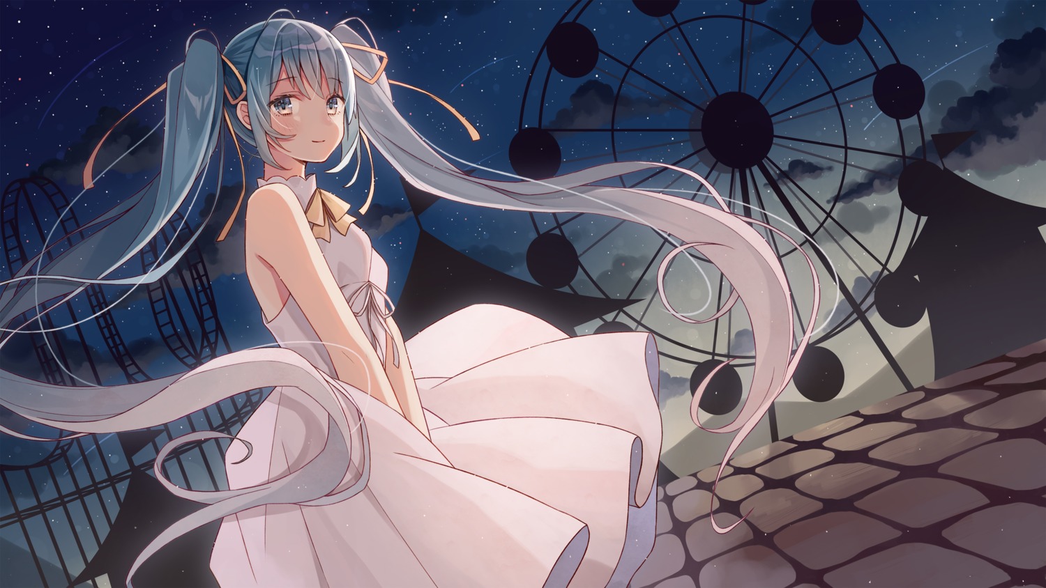 dress hatsune_miku minase_nagi skirt_lift vocaloid