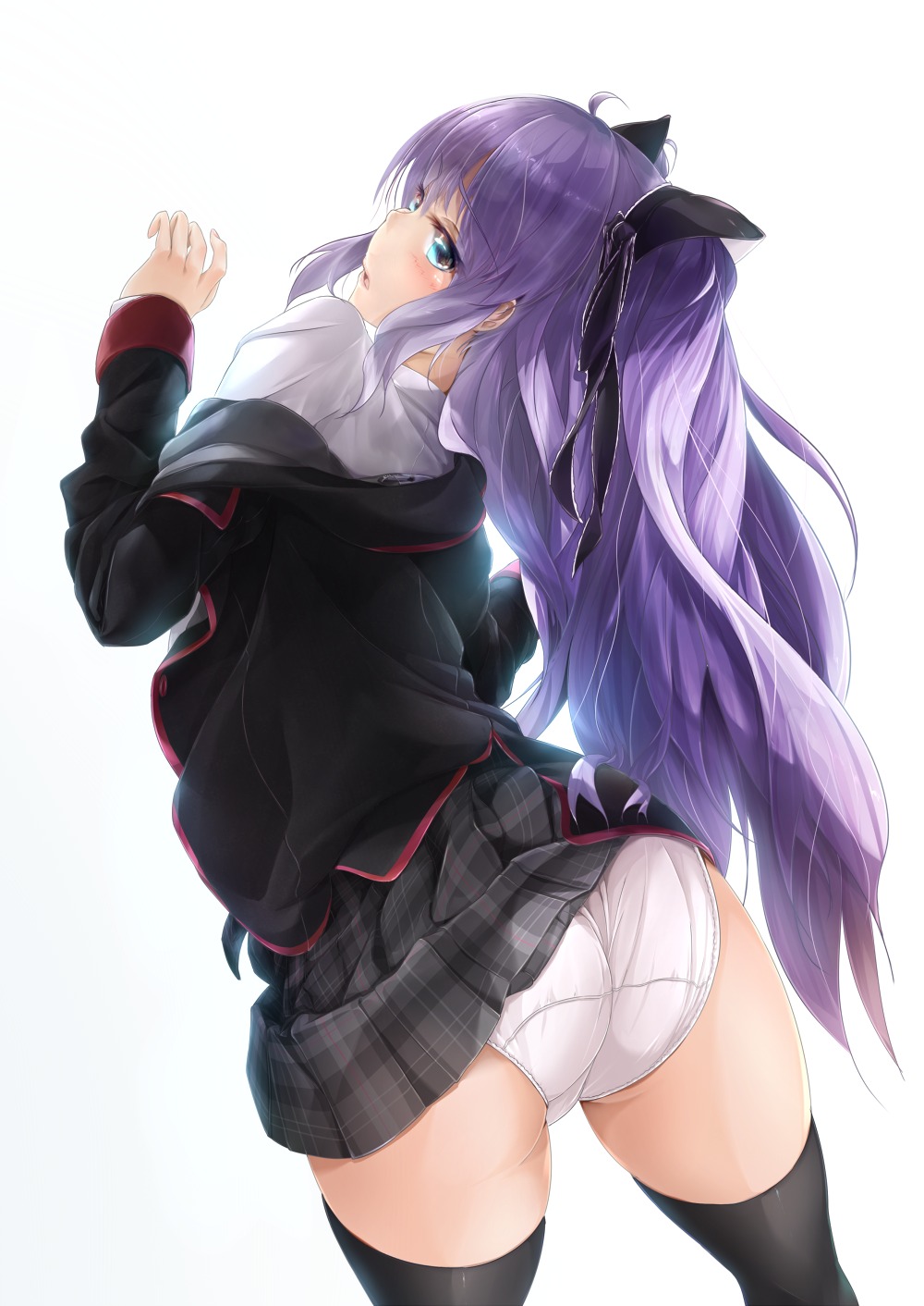 ass little_busters! pantsu sasasegawa_sasami seifuku thighhighs wingheart