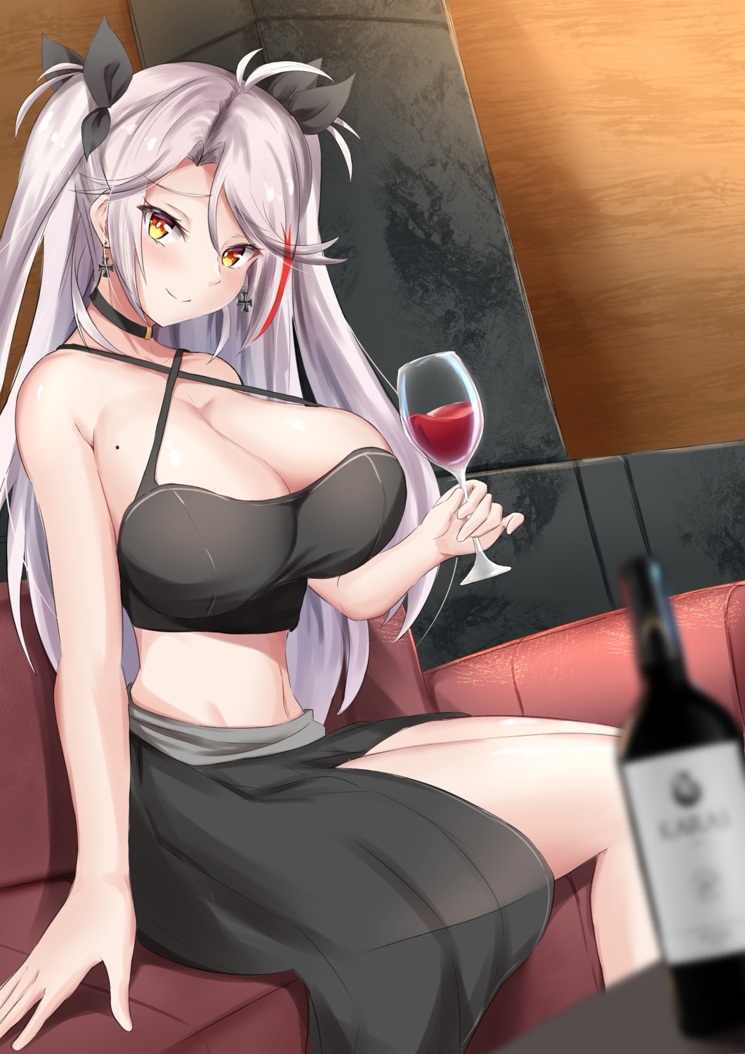 azur_lane bra cleavage j.roswel prinz_eugen_(azur_lane) see_through