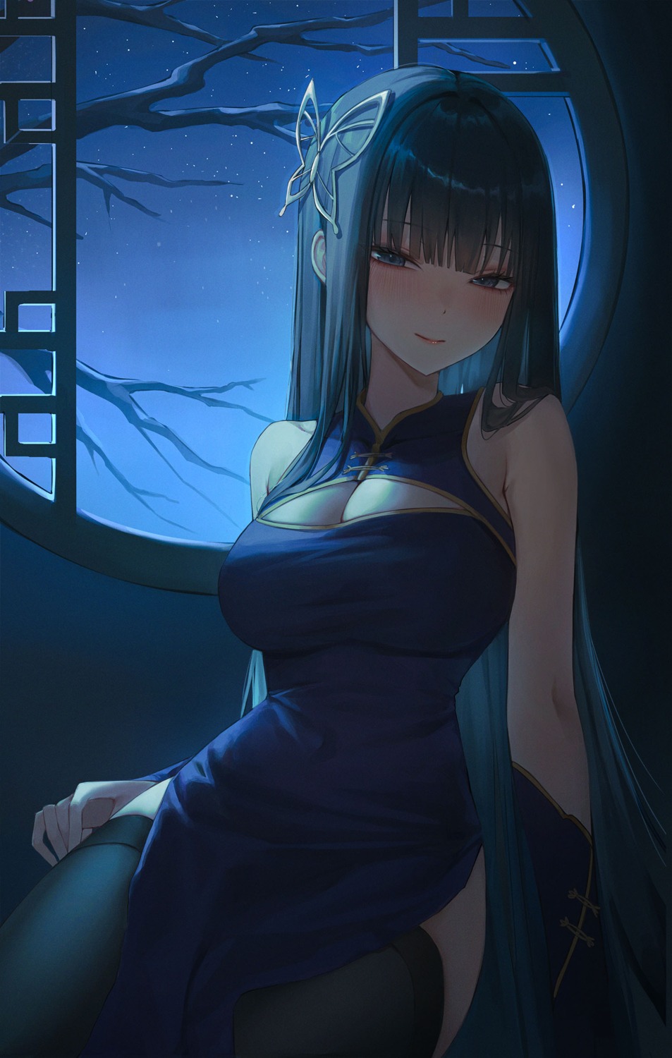 ame_816 chinadress cleavage thighhighs