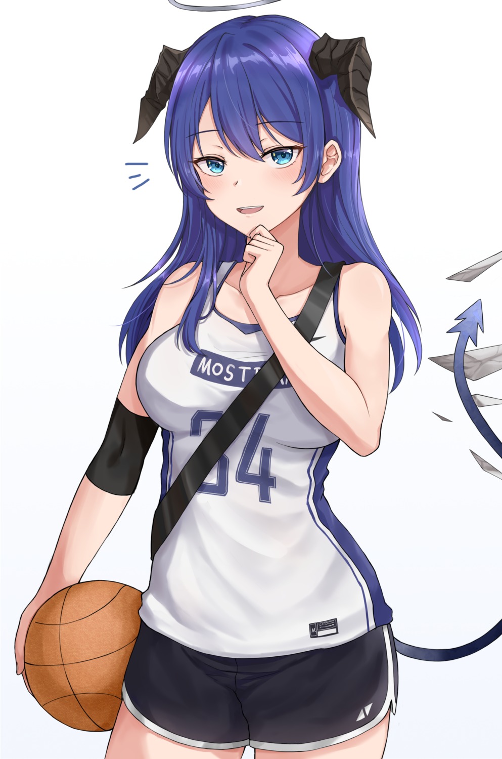 angel arknights basketball gym_uniform horns mango_(mgo) mostima_(arknights) tail wings