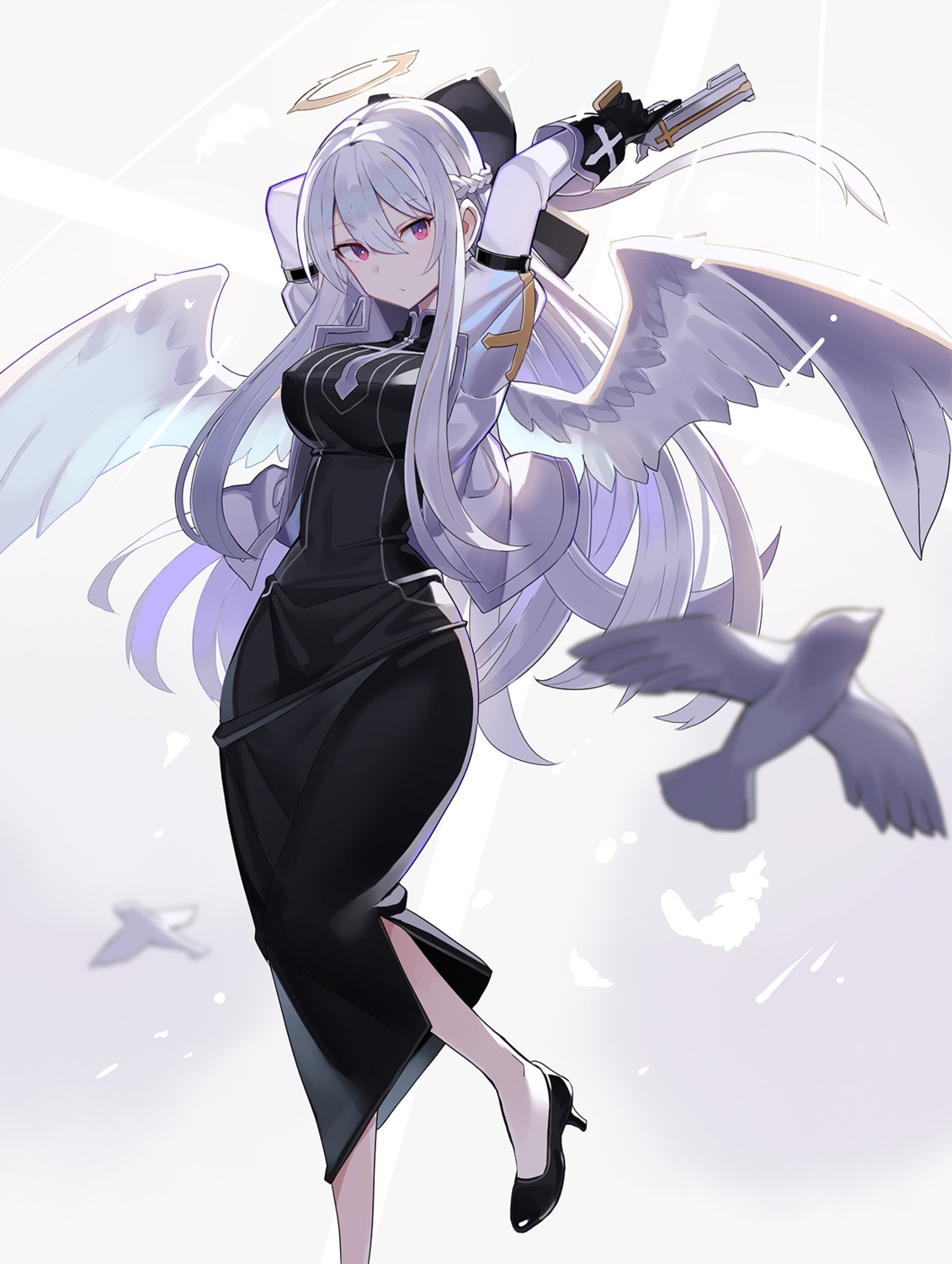 angel dress gun heels rin_falcon wings