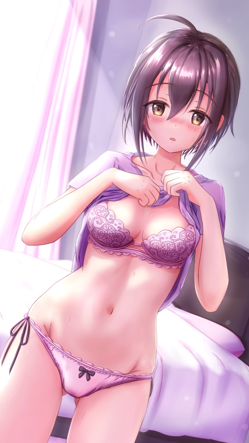 bra kohinata_miho masuku_(saint_mask) pantsu shirt_lift the_idolm@ster the_idolm@ster_cinderella_girls