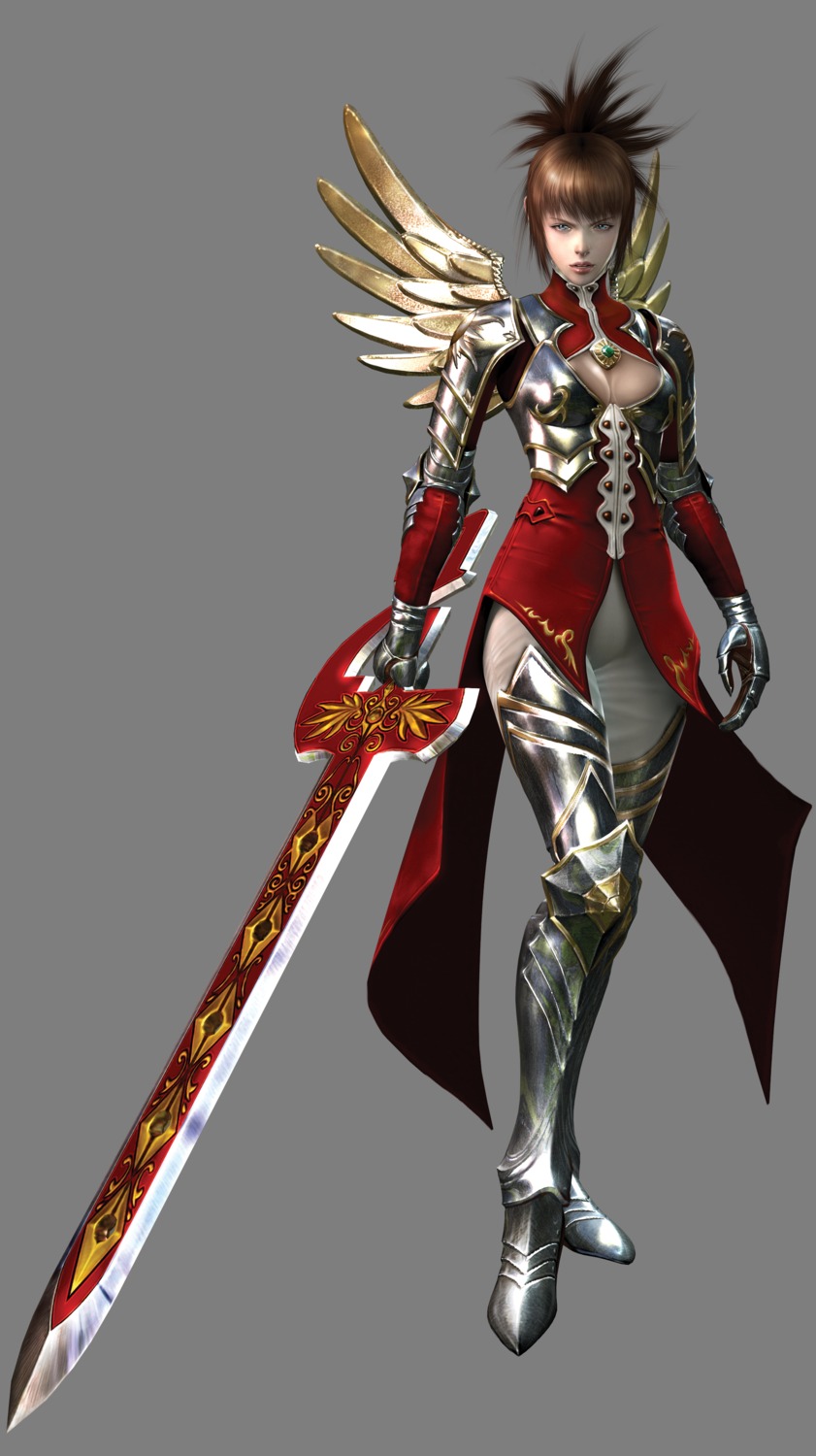 armor cg cleavage inphyy ninety_nine_nights sword transparent_png wings
