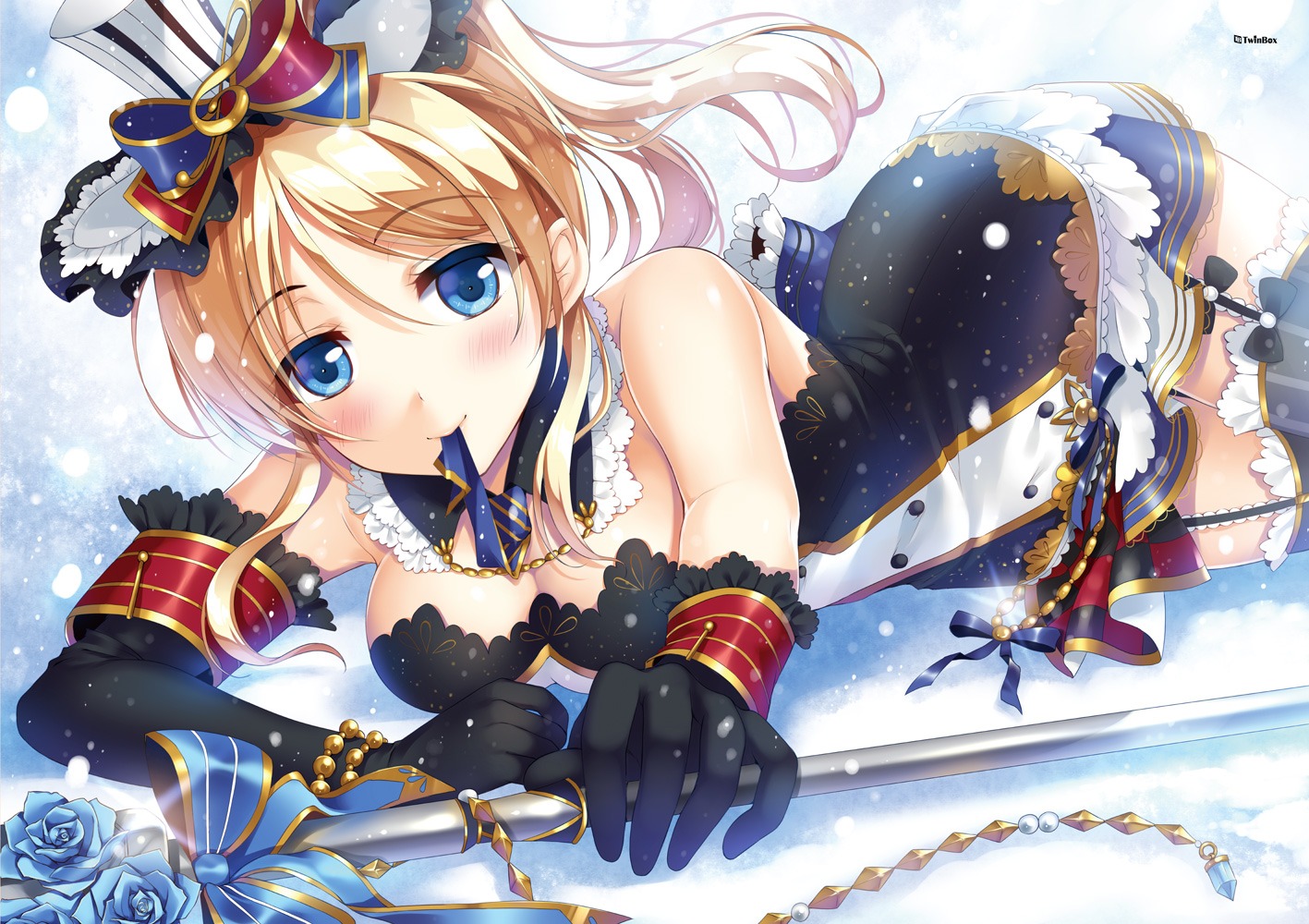 ayase_eli cleavage dress love_live! sousouman stockings thighhighs