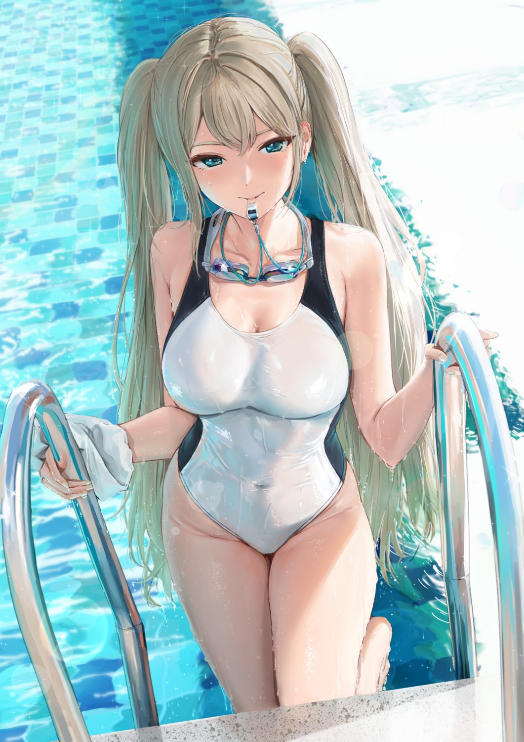akita_hika cleavage swimsuits wet wet_clothes