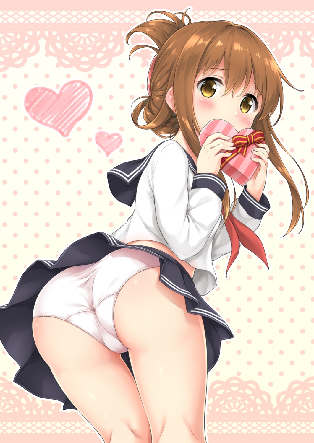 ass inazuma_(kancolle) kantai_collection pantsu seifuku takoyaki1116 valentine