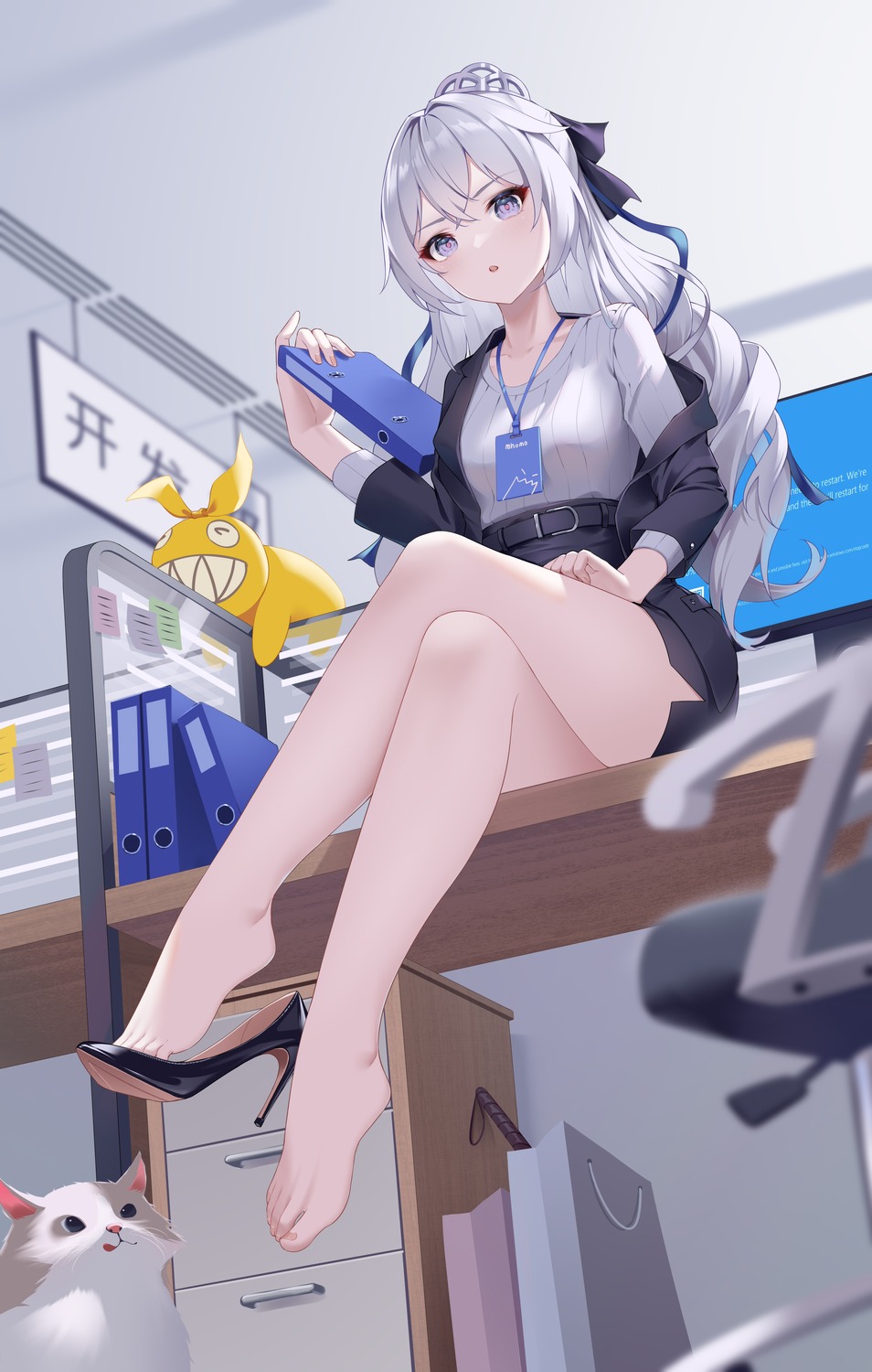 benghuai_xueyuan bingchuan_xian_yu_huang bronya_zaychik business_suit heels honkai_impact neko sweater