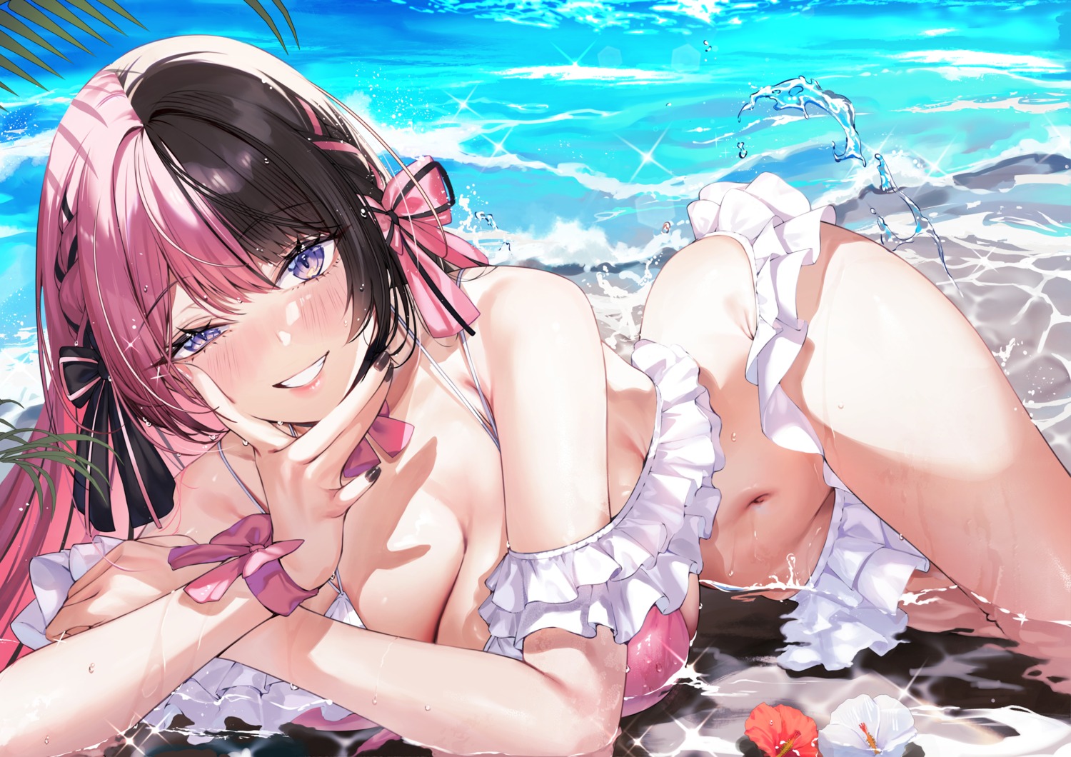 bikini eichi_(yashokuya) iris_black_games swimsuits tachibana_hinano vspo! wet