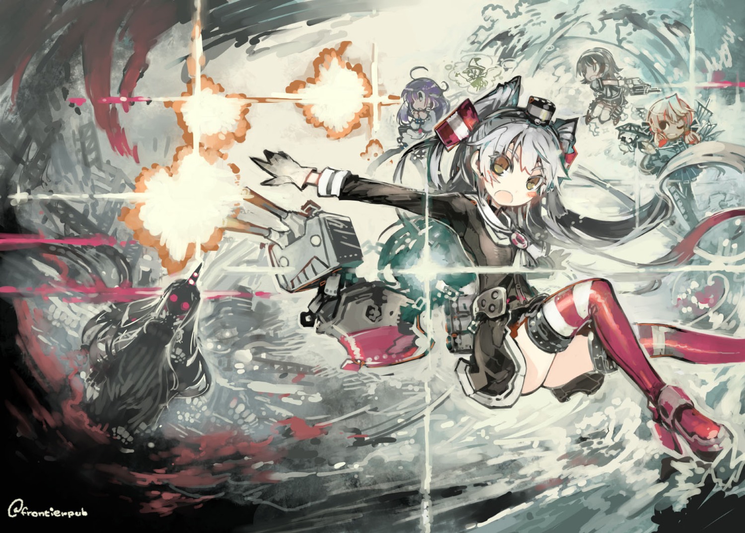 amatsukaze_(kancolle) kantai_collection konno_takashi rensouhou-kun seaport_hime taigei_(kancolle) thighhighs